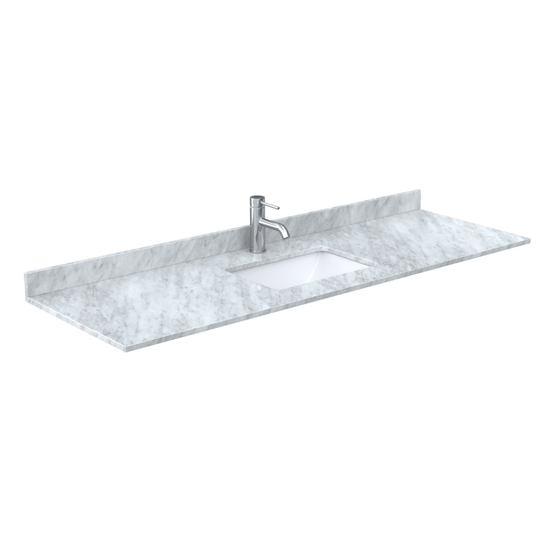 Wyndham Miranda 66" Single Bathroom Vanity In Dark Gray White Carrara Marble Countertop Undermount Square Sink Matte Black Trim WCF292966SGBCMUNSMXX