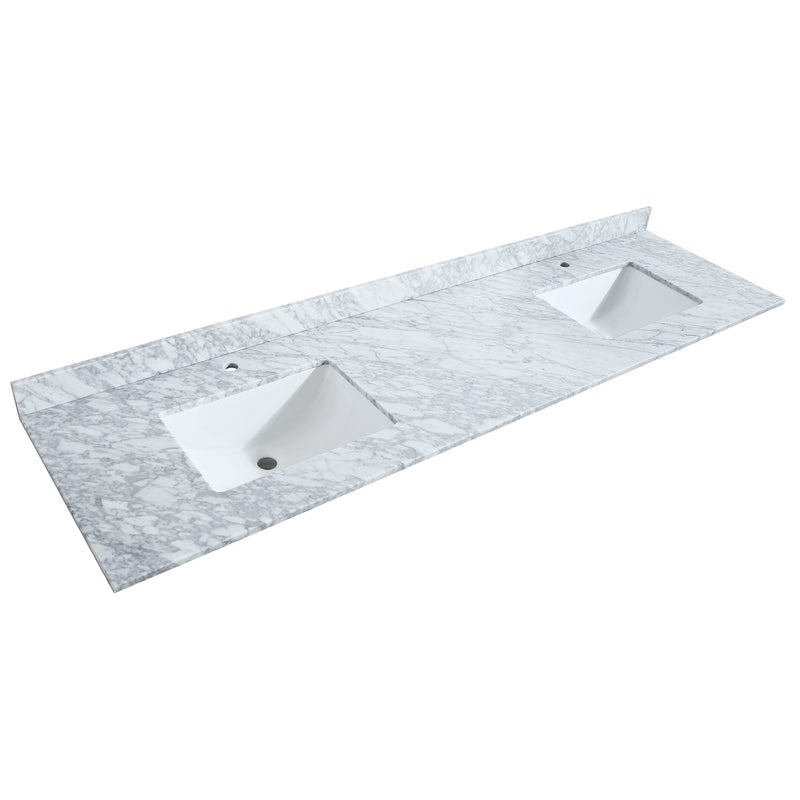 Wyndham Miranda 80" Double Bathroom Vanity In Dark Gray White Carrara Marble Countertop Undermount Square Sinks Black Trims and 70" Mirror WCF292980DGBCMUNSM70