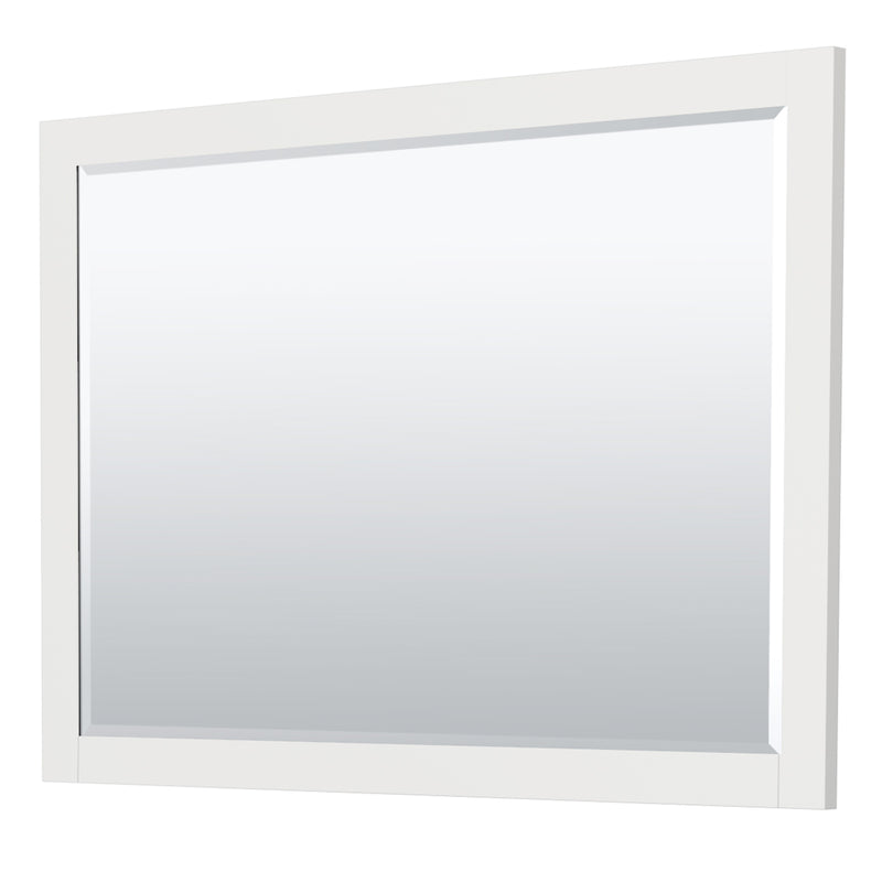 Wyndham Miranda 54" Single Bathroom Vanity In White No Countertop No Sink Brushed Nickel Trim 46" Mirror WCF292954SWHCXSXXM46