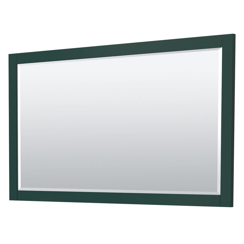 Wyndham Miranda 60" Single Bathroom Vanity In Green 1.25" Thick Matte White Solid Surface Countertop Integrated Sink Brushed Nickel Trim 58" Mirror WCF292960SGEK1INTM58