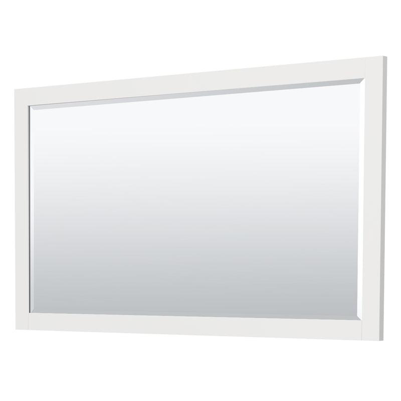 Wyndham Miranda 66" Double Bathroom Vanity In White White Carrara Marble Countertop Undermount Square Sinks Matte Black Trim 58" Mirror WCF292966DWBCMUNSM58