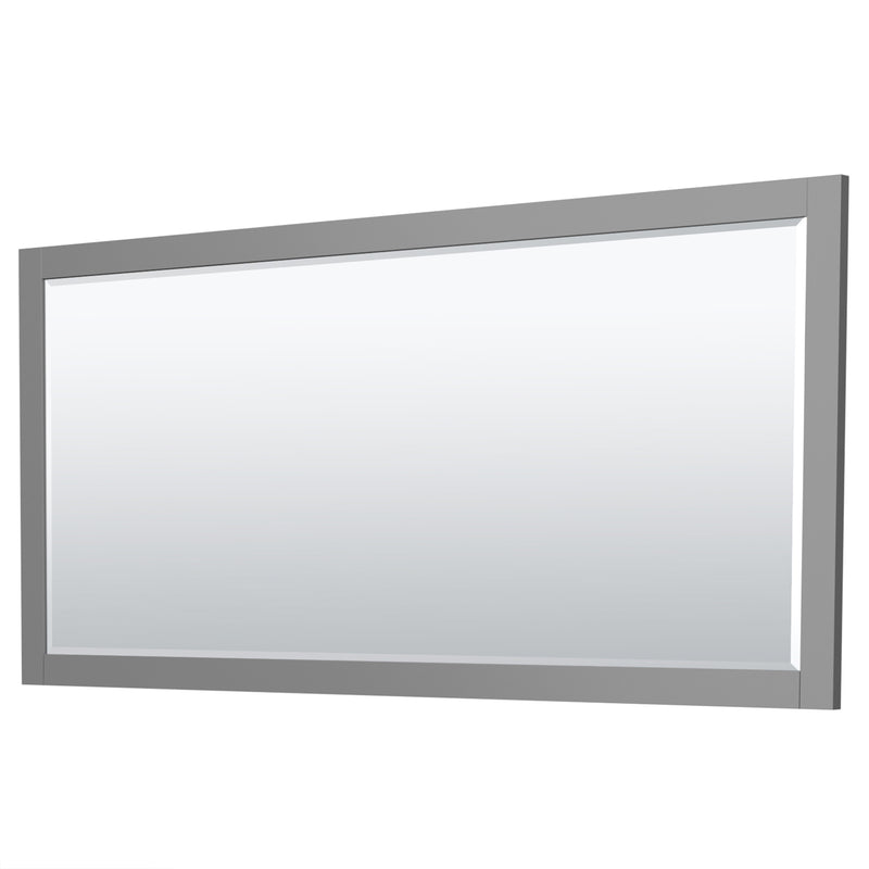 Wyndham Miranda 72" Double Bathroom Vanity In Dark Gray Light-Vein Carrara Cultured Marble Countertop Undermount Square Sinks Black Trims and 70" Mirror WCF292972DGBC2UNSM70