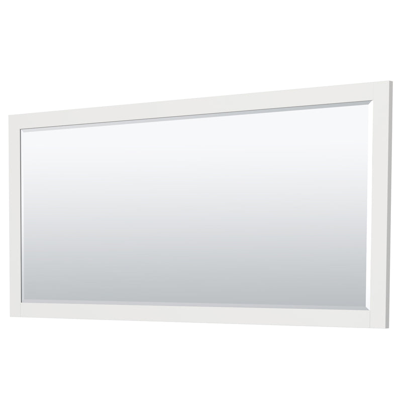 Wyndham Miranda 72" Double Bathroom Vanity In White Light-Vein Carrara Cultured Marble Countertop Undermount Square Sinks Brushed Gold Trims and 70" Mirror WCF292972DWGC2UNSM70