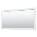 Wyndham Miranda 72" Double Bathroom Vanity In White Matte White Solid Surface In 1.25" Thickness Integrated Sinks Black Trims and 70" Mirror WCF292972DWBK1INTM70