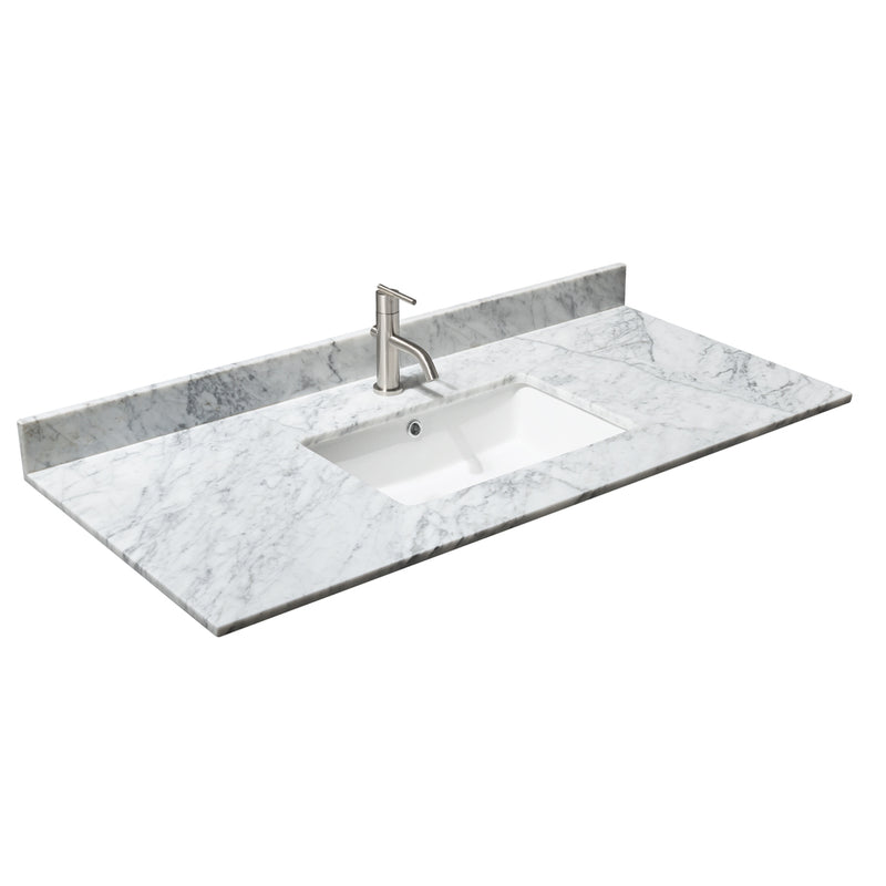 Wyndham Margate 48" Single Bathroom Vanity In White White Carrara Marble Countertop Undermount Square Sink and 44" Mirror WCV303048SWHCMUNSM44