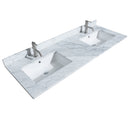 Wyndham Margate 60" Double Bathroom Vanity In Dark Gray White Carrara Marble Countertop Undermount Square Sinks and No Mirror WCV303060DKGCMUNSMXX