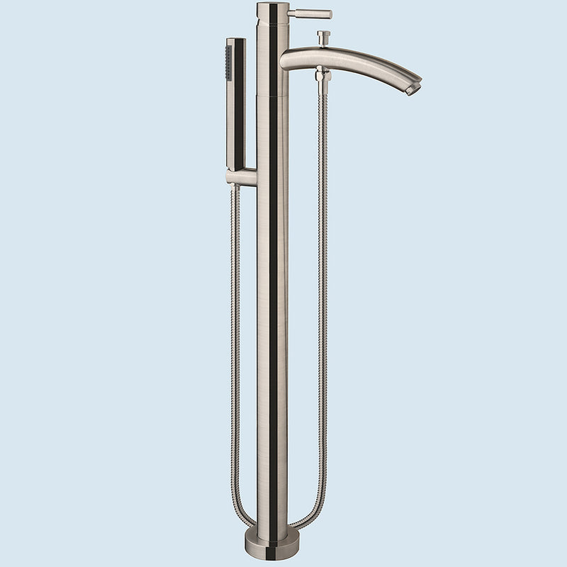 Wyndham Bolera 71" Soaking Bathtub in White Brushed Nickel Trim and Brushed Nickel Floor Mounted Faucet WCBTK152871ATP11BN