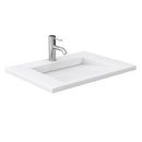 Wyndham Miranda 30" Single Bathroom Vanity In White 1.25" Thick Matte White Solid Surface Countertop Integrated Sink Brushed Gold Trim 24" Mirror WCF292930SWGK1INTM24