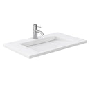 Wyndham Miranda 36" Single Bathroom Vanity In Green 1.25" Thick Matte White Solid Surface Countertop Integrated Sink Brushed Nickel Trim WCF292936SGEK1INTMXX