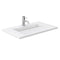 Wyndham Miranda 36" Single Bathroom Vanity In White Matte White Solid Surface In 1.25" Thickness Integrated Sink Brushed Gold Trims and 34" Mirror WCF292936SWGK1INTM34