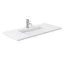 Wyndham Miranda 48" Single Bathroom Vanity In Dark Blue Matte White Solid Surface In 1.25" Thickness Integrated Sink Brushed Nickel Trims and No Mirror WCF292948SBNK1INTMXX