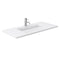 Wyndham Miranda 48" Single Bathroom Vanity In White Matte White Solid Surface In 1.25" Thickness Integrated Sink Black Trims and 46" Mirror WCF292948SWBK1INTM46