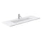 Wyndham Miranda 60" Single Bathroom Vanity In White Matte White Solid Surface In 1.25" Thickness Integrated Sink Brushed Nickel Trims and 58" Mirror WCF292960SWHK1INTM58