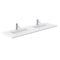 Wyndham Miranda 72" Double Bathroom Vanity In White Matte White Solid Surface In 1.25" Thickness Integrated Sinks Black Trims and No Mirror WCF292972DWBK1INTMXX