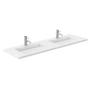 Wyndham Miranda 72" Double Bathroom Vanity In White Matte White Solid Surface In 1.25" Thickness Integrated Sinks Black Trims and 70" Mirror WCF292972DWBK1INTM70