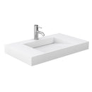 Wyndham Maroni 36" Single Bathroom Vanity In Light Straw Matte White Solid Surface In 4" Thickness Integrated Sink Black Trims and No Mirror WCF282836SLBK4INTMXX