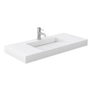 Wyndham Miranda 48" Single Bathroom Vanity In Dark Gray Matte White Solid Surface In 4" Thickness Integrated Sink Brushed Gold Trims and No Mirror WCF292948SGGK4INTMXX