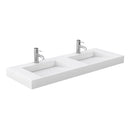 Wyndham Miranda 60" Double Bathroom Vanity In White Matte White Solid Surface In 4" Thickness Integrated Sinks Brushed Nickel Trims and No Mirror WCF292960DWHK4INTMXX