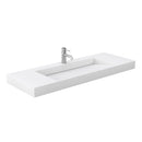 Wyndham Miranda 60" Single Bathroom Vanity In White Matte White Solid Surface In 4" Thickness Integrated Sink Brushed Gold Trims and No Mirror WCF292960SWGK4INTMXX