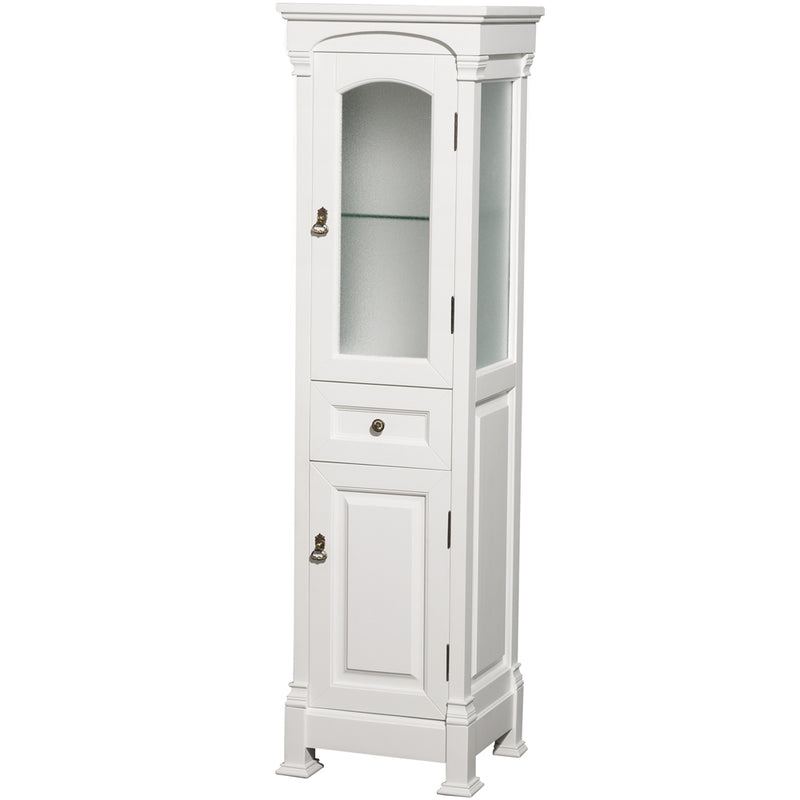 Wyndham Andover 55" Single Bathroom Vanity In White White Carrara Marble Countertop White Undermount Sink and 50" Mirror WCVTS55WHCW