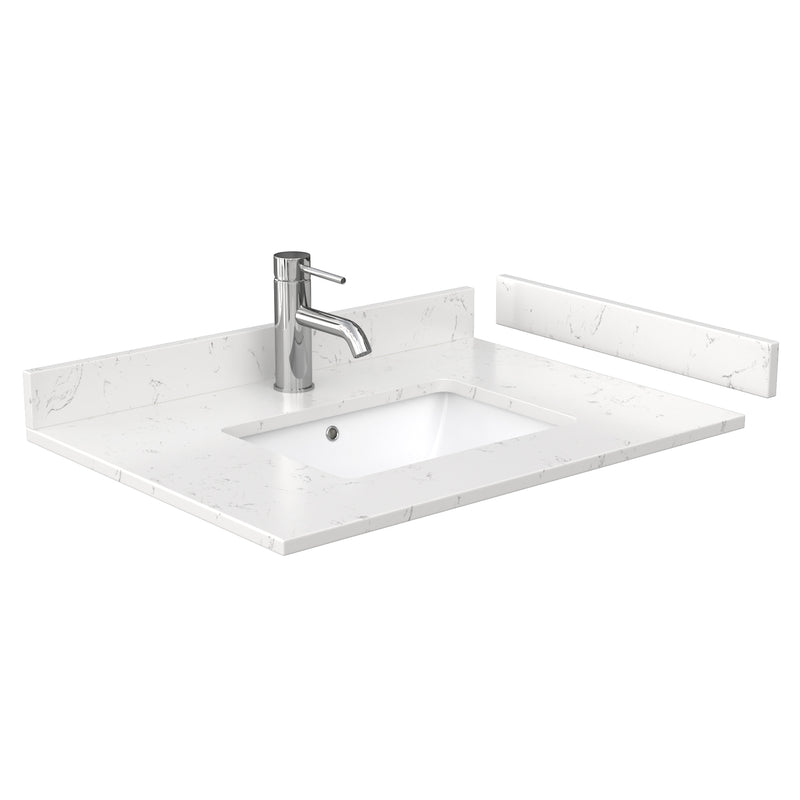 Wyndham Miranda 30" Single Bathroom Vanity In White Light-Vein Carrara Cultured Marble Countertop Undermount Square Sink Brushed Nickel Trim WCF292930SWHC2UNSMXX