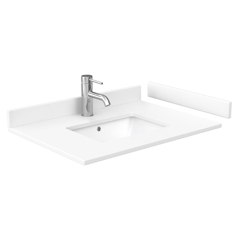 Wyndham Sheffield 30" Single Bathroom Vanity In Gray with White Cultured Marble Countertop Undermount Square Sink and No Mirror WCS141430SGYWCUNSMXX