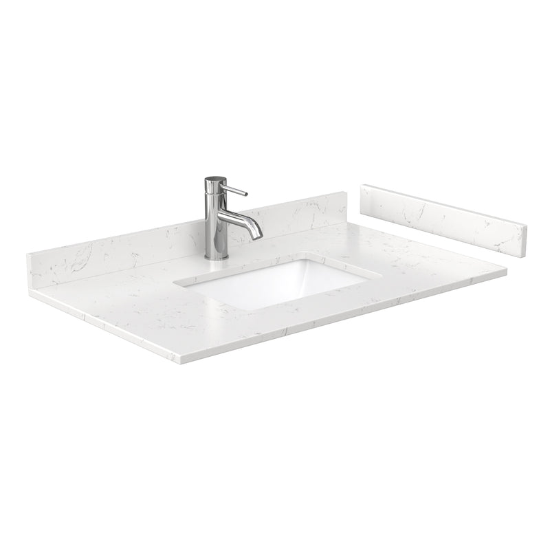 Wyndham Miranda 36" Single Bathroom Vanity In Dark Gray Light-Vein Carrara Cultured Marble Countertop Undermount Square Sink Brushed Nickel Trims and No Mir WCF292936SKGC2UNSMXX