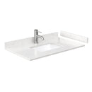 Wyndham Miranda 36" Single Bathroom Vanity In White Light-Vein Carrara Cultured Marble Countertop Undermount Square Sink Brushed Gold Trims and No Mirror WCF292936SWGC2UNSMXX