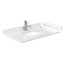 Wyndham Deborah 36" Single Bathroom Vanity In White with Light-Vein Carrara Cultured Marble Countertop Undermount Square Sink Brushed Gold Trims and No Mirror WCS202036SWGC2UNSMXX
