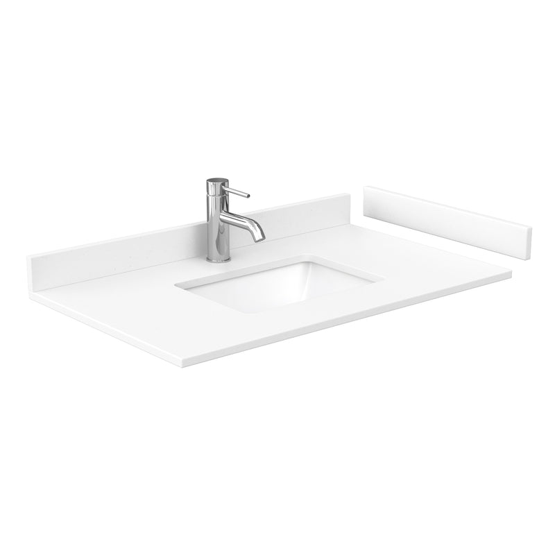 Wyndham Sheffield 36" Single Bathroom Vanity In Espresso with White Cultured Marble Countertop Undermount Square Sink and No Mirror WCS141436SESWCUNSMXX
