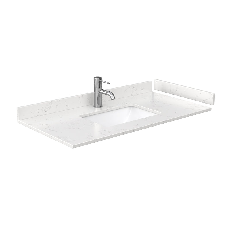 Wyndham Miranda 42" Single Bathroom Vanity In Dark Gray Light-Vein Carrara Cultured Marble Countertop Undermount Square Sink Black Trims and No Mirror WCF292942SGBC2UNSMXX