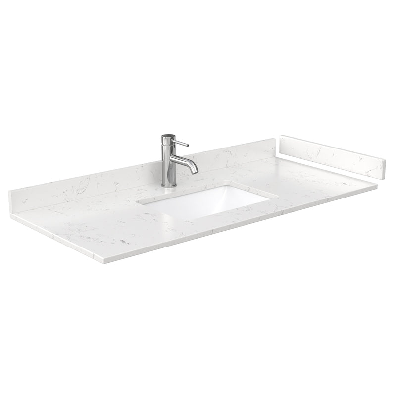 Wyndham Daria 48" Single Bathroom Vanity In Dark Blue Light-Vein Carrara Cultured Marble Countertop Undermount Square Sink and Medicine Cabinet WCV252548SBLC2UNSMED