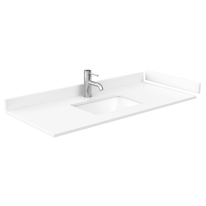 Wyndham Deborah 48" Single Bathroom Vanity In White with White Cultured Marble Countertop Undermount Square Sink Brushed Gold Trims and 46" Mirror WCS202048SWGWCUNSM46