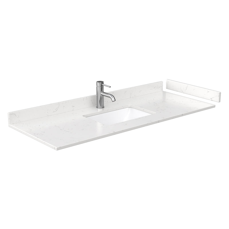 Wyndham Miranda 54" Single Bathroom Vanity In White Light-Vein Carrara Cultured Marble Countertop Undermount Square Sink Brushed Nickel Trim WCF292954SWHC2UNSMXX