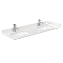 Wyndham Daria 60" Double Bathroom Vanity In White Light-Vein Carrara Cultured Marble Countertop Undermount Square Sinks Brushed Gold Trims and No Mirror WCV252560DWGC2UNSMXX