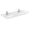 Wyndham Daria 60" Double Bathroom Vanity In White Light-Vein Carrara Cultured Marble Countertop Undermount Square Sinks and No Mirror WCV252560DWHC2UNSMXX