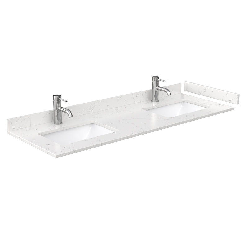 Wyndham Deborah 60" Double Bathroom Vanity In White with Light-Vein Carrara Cultured Marble Countertop Undermount Square Sinks and Medicine Cabinets WCS202060DWHC2UNSMED