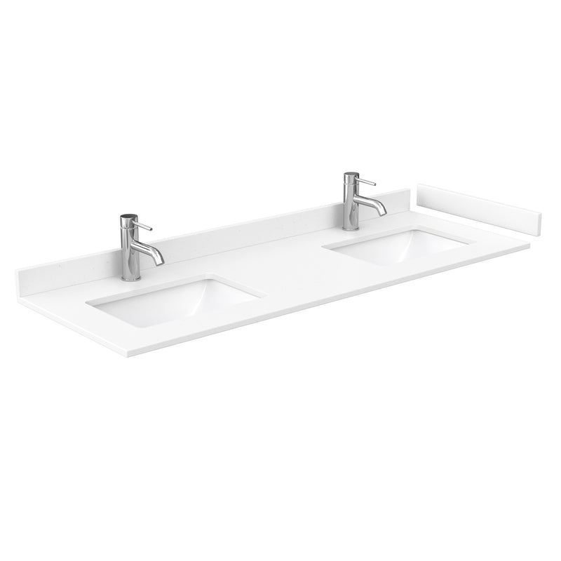 Wyndham Maroni 60" Double Bathroom Vanity In Light Straw White Cultured Marble Countertop Undermount Square Sinks and No Mirror WCF282860DLSWCUNSMXX