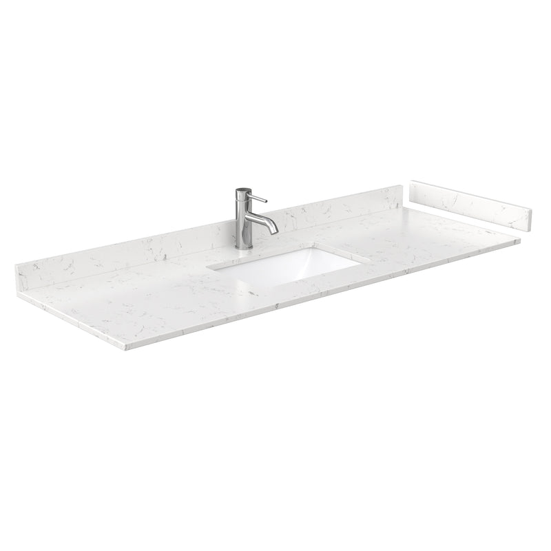 Wyndham Avery 60" Single Bathroom Vanity In White Light-Vein Carrara Cultured Marble Countertop Undermount Square Sink Brushed Gold Trims and 58" Mirror WCV232360SWGC2UNSM58
