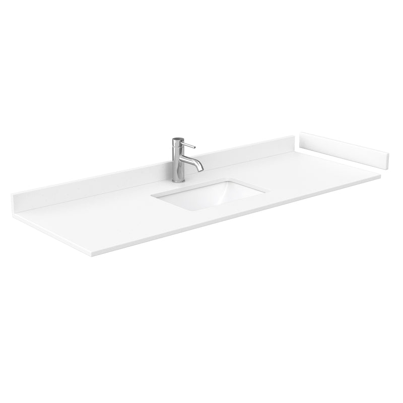 Wyndham Sheffield 60" Single Bathroom Vanity In White with White Cultured Marble Countertop Undermount Square Sink and 58" Mirror WCS141460SWHWCUNSM58