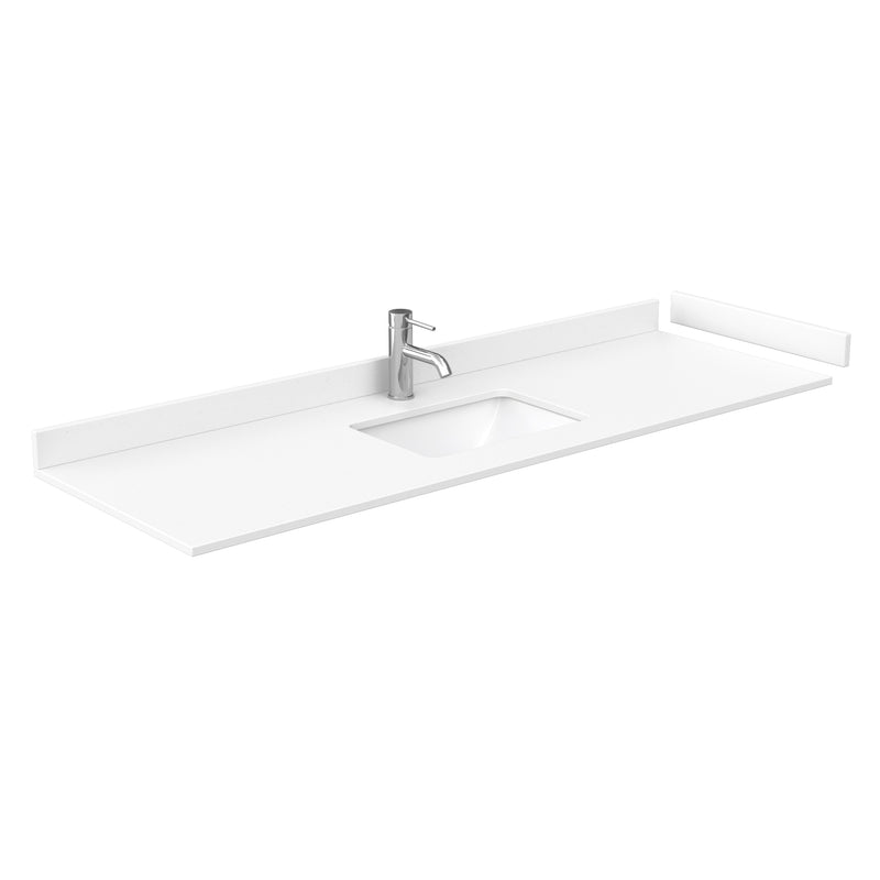 Wyndham Miranda 66" Single Bathroom Vanity In White White Cultured Marble Countertop Undermount Square Sink Brushed Gold Trim WCF292966SWGWCUNSMXX