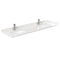 Wyndham Avery 72" Double Bathroom Vanity In White Light-Vein Carrara Cultured Marble Countertop Undermount Square Sinks Brushed Gold Trims and 70" Mirror WCV232372DWGC2UNSM70