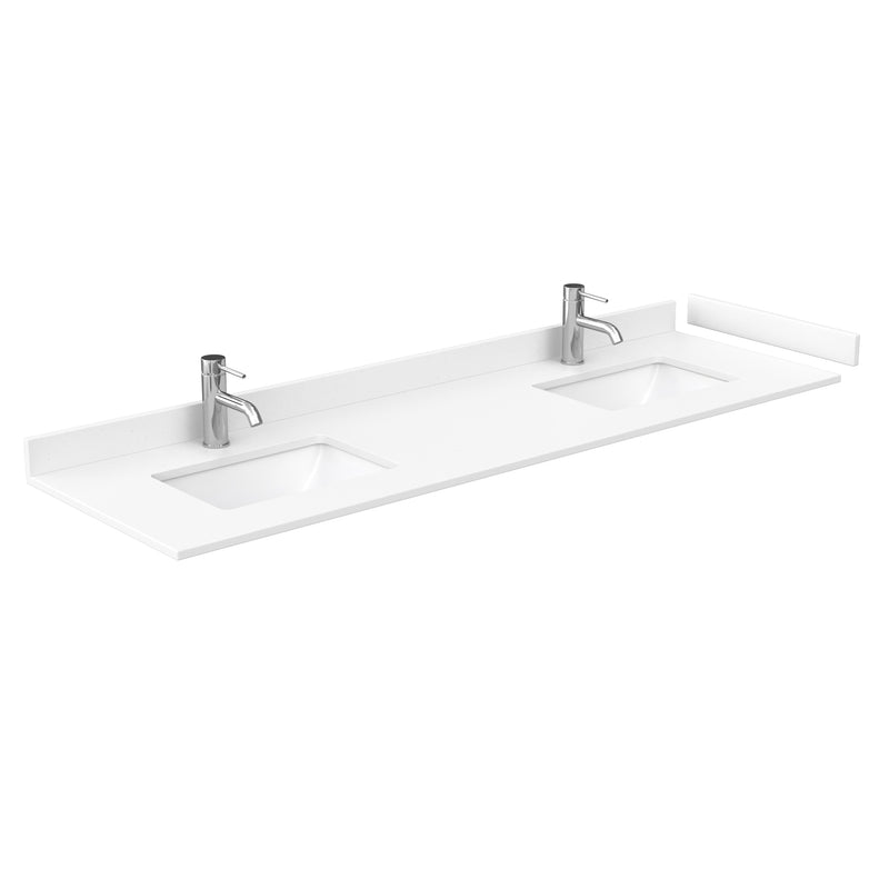 Wyndham Daria 72" Double Bathroom Vanity In White White Cultured Marble Countertop Undermount Square Sinks Brushed Gold Trims and Medicine Cabinets WCV252572DWGWCUNSMED