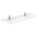 Wyndham Miranda 72" Double Bathroom Vanity In White White Cultured Marble Countertop Undermount Square Sinks Brushed Nickel Trims and No Mirror WCF292972DWHWCUNSMXX