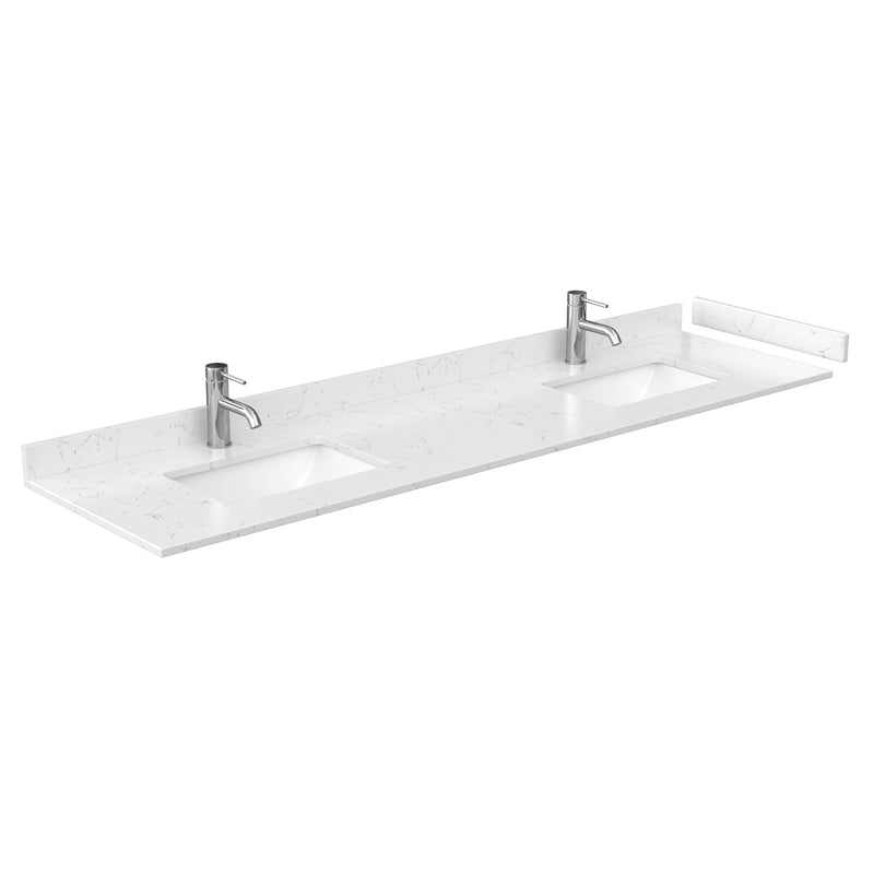 Wyndham Maroni 80" Double Bathroom Vanity In Light Straw Light-Vein Carrara Cultured Marble Countertop Undermount Square Sinks and No Mirror WCF282880DLSC2UNSMXX