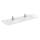 Wyndham Miranda 84" Double Bathroom Vanity In White Light-Vein Carrara Cultured Marble Countertop Undermount Square Sinks Matte Black Trim 70" Mirror WCF292984DWBC2UNSM70