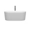 Wyndham Ursula 59" Soaking Bathtub in Matte White with Floor Mounted Faucet Drain and Overflow Trim in Matte Black WCBTE301159MWMBATPBK