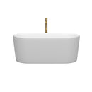 Wyndham Ursula 59" Soaking Bathtub in Matte White with Polished Chrome Trim and Floor Mounted Faucet in Brushed Gold WCBTE301159MWPCATPGD