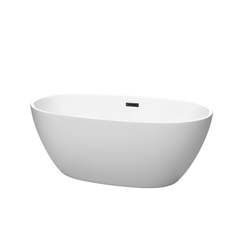 Wyndham Juno 59" Soaking Bathtub In Matte White With Matte Black Trim WCBTE306159MWMBTRIM