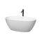 Wyndham Juno 59" Soaking Bathtub In Matte White With Shiny White Trim And Floor Mounted Faucet In Matte Black WCBTE306159MWSWATPBK